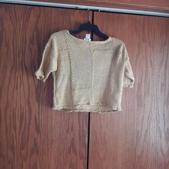 Styles To Go Women CrewNeck Short Sleeve Sweate Beige Size S PreLoved Excellent - Picture 1 of 8